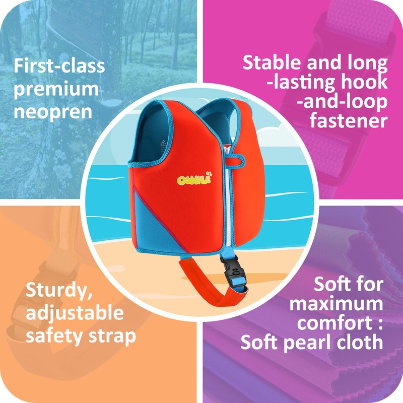 OSHYLE Children's Girls Boys Swimming Vest for Toddlers with Adjustable