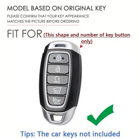 SANRILY Golden-Edge 5 Button Key Fob Cover for Hyundai Palisade Elantra 2020 2021 Keyless Full Protection Key Fob Case with Leather Keychain Light-Green