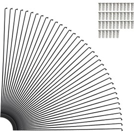 GATWOEST 36 Pcs 14G J Bend Bicycle Spokes Black Steel Bike Spokes with 36 Brass Nipples New Upgraded Cycle Spokes for MTB,Ebike,Mountain,Road City Bikes and Electric Bike 700C Wheels-182 mm