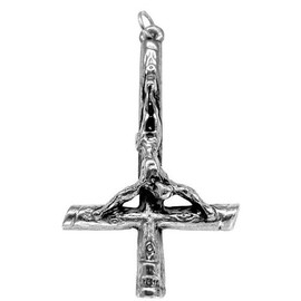 Inverted Cross Necklace/Pendant 925 Sterling Silver Plated Chain, Pendant, Antichrist)