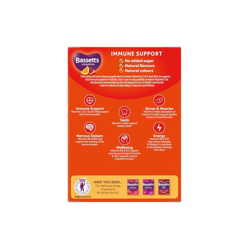 Bassetts Adult Immune Support Multivitamins Orange & Pomegranate 30 Gummies