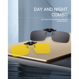LUFF 2-Pack Clip on Day+Night Vision Polarized Sunglasses,Night Driving Safety