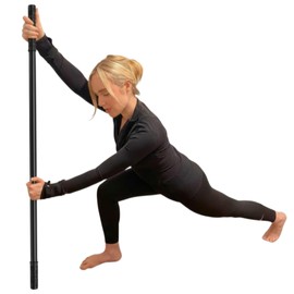 Karma Heart Yoga Stick & Stretching Stick with Super Sturdy Rubber Ends - Bamboo - Black