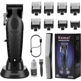 KEMEI-2296 Professional Hair Clipper for Men - Cordless Hair Cutting Kit with USB Rechargeable, Black T-Blade, Comfort Km-2299 haircut - Color: KM-2296