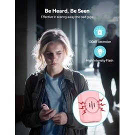TECKNET Rechargeable Personal Safety Alarm for Women, 130dB Self Defense Keychain Alarm with SOS Strobe Light, Low Battery Notice, Loud Siren Safety Keychain for Girls Kids Elderly - Pink