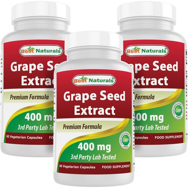 Best Naturals Grapeseed Extract 400 mg 120 vcaps (120 Count (Pack of 3))