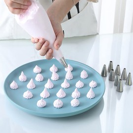 Suuker Open Star Piping Tips Set,9 Pieces French Star Tube Set Frosting Nozzle Kit,Stainless Steel Star Pastry Tips for Cupcakes Cakes Cookies Decorating (Small Size)