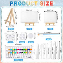 50 Pcs Mini Canvas and Easel Set Small Canvas Painting Set