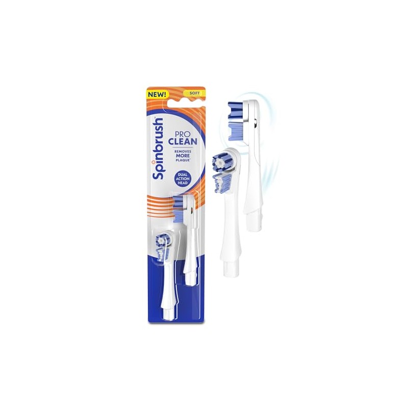 Spinbrush New PRO Clean Replacement Heads, Electric Toothbrush Refills, Soft