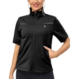Little Donkey Andy Women's Short Sleeve Jacket Windproof Lightweight Vest for Golf Hiking Running Black XS