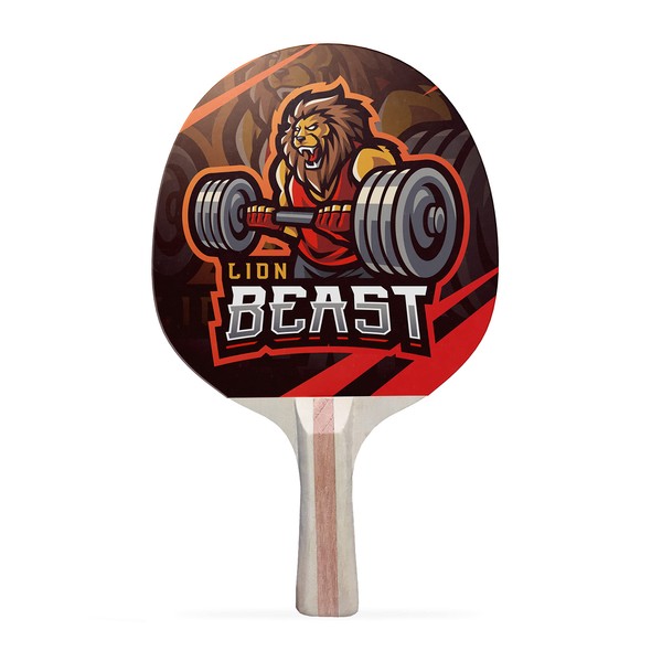 TigerTail Sports Lion Beast Colorful Design Ping Pong Paddle, Premium