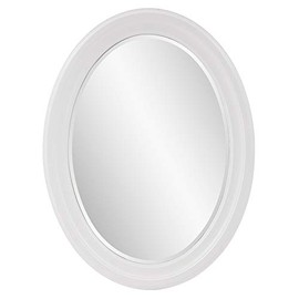 Howard Elliott George Oval Wood Framed Wall Vanity Mirror, Matte White, 40107