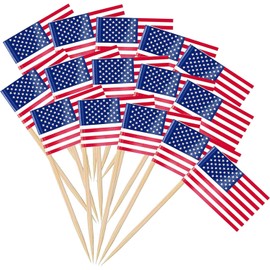 iwiio 100Pcs Olympics 2024 Decorations, Olympic Flag, American Flag Toothpicks Cupcake Toppers for American Party Decorations USA American Cocktail Stick for Olympics Accessories