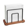 Metal Napkin Holder & Wooden Brown Napkin Dispenser for Table