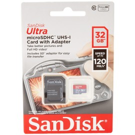SanDisk Ultra 32GB microSDHC Memory Card + SD Adapter with A1 App Performance Up to 120MB/s, Class 10, UHS-I
