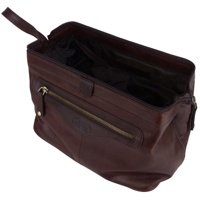 Rowallan of Scotland Mens Large Leather Wash Toiletries Bag -