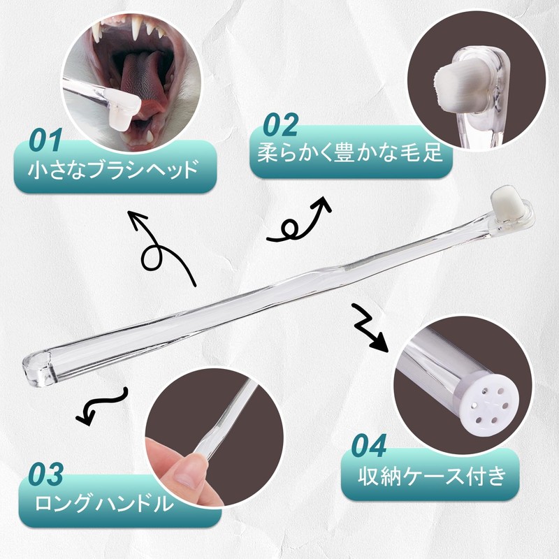 Useekoo 犬 歯ブラシ 猫 ペット用 2本セット 濃密極細毛 歯茎に優しい 口腔ケア 収納ケース付き