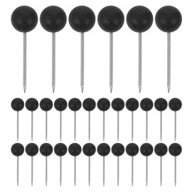 Tofficu 100Pcs Black Push Pins for Bulletin Board, Stainless Steel Point Map Tacks, Round Head Push Pins for Cork Board, Office, Home, Crafts, DIY Marking