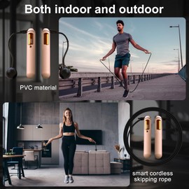 HeRuipai Cordless Skipping Rope for Adults,Bluetooth APP Connected Smart Jump Rope with Accurate Data Tracking, Rope&Ropeless Modes, TYPE-C Charging, Indoor,Outdoor Fitness Rope for Men&Women (pink)