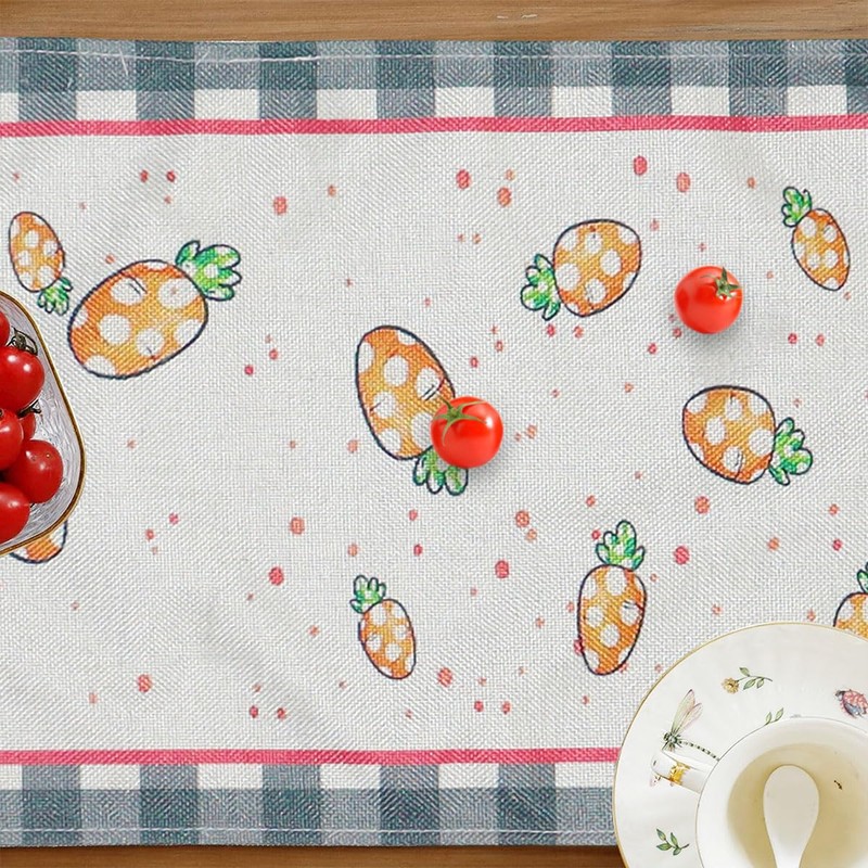 Everpwr Carrots Rabbit Bunny Happy Easter Eggs Table Runner, Spring