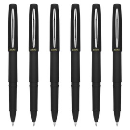 Yuanchu Pack of 6 Rollerball Pens with Liquid Ink, 1.0 mm Black Ballpoint Pen, Quick-Drying, Gentle Writing, Medium Tip, Rollerball Pen, Smooth Signature Pen for Journal and Office Material