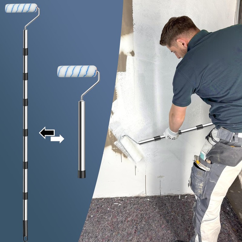 Paint Roller with Extended Detachable Pole Handle, Household Wall Painting