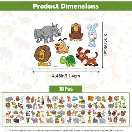 12 Sheets Jungle Animal Temporary Tattoos for Kids,Waterproof Wildlife Animal Tattoos Stickers, Zoo Safari Animals Fake Tattoos for Boys Girls Birthday Party Favors Supplies, Baby Shower