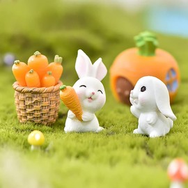 BESIKIKCO 14Pcs Rabbit Fairy Garden Accessories, DIY Micro Landscape Ornaments for Bunny Decor Garden Potted Plant Terrarium Decor Fairy Garden Miniatures