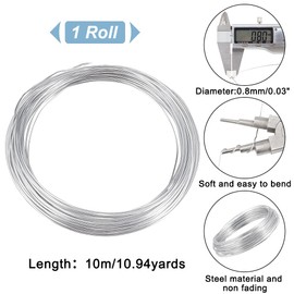 PH PandaHall 0.8mm*10m Aluminum Craft Wire, Silver Modelling Jewllery Wire, Soft Metal Craft Wire, Bendy Wire for DIY Sculpture Jewellery Making Wire Weaving and Wrapping