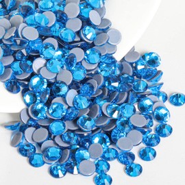 Beadsland Hotfix Rhinestones, 2880pcs Flatback Crystal Rhinestones for Crafts Clothes DIY Decorations, Capri Blue, SS10, 2.7-2.9mm