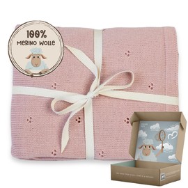 MIRARI Kids Baby Blanket 100% Merino Wool I Baby First Equipment Newborn I Baby Blanket Winter 75 x 100 cm I Swaddling Blanket Baby Seat Winter I Merino Blanket I Wool Blanket with Gift Box