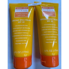 Trader Joe's 2 Packs Trader Joe's Face & Body Sunscreen Lotion SPF 30 Water Resistant 6 OZ