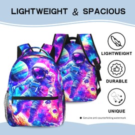 Wsotce School Backpack for Boys Girls Space Astronaut Boys Backpack for Kids Children Teens Elementary Middle School Student Bookbag Travel Daypack Back Pack for Age 6-18