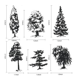 Different Kinds of Trees Clear Stamps for Card Making Decoration DIY Scrapbooking, Plant Silicone Transparent Seal Stamps for Embossing Album Decor Craft.
