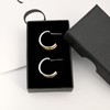 C-Shaped Two Tone Stud Earrings, Silver and Gold Plated, Hammered
