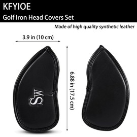 KFYIOE Golf Iron Head Covers (12-Pack) Synthetic Leather Waterproof Club Head Covers for Standard Irons – Magic Tape Closure, Universal Fit & Anti-Loss Design