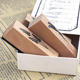 Dizdkizd 8 Pieces Vintage Wooden Rubber Stamps, Plant & Flower Decorative Mounted Rubber Stamp Set for DIY Craft, Letters Diary and Craft Scrapbooking