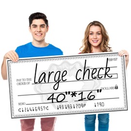 Giant 40" x 16" Dry Erase Check Poster | Reusable Fundraiser Prop for Donations, Awards, Social Media Photos