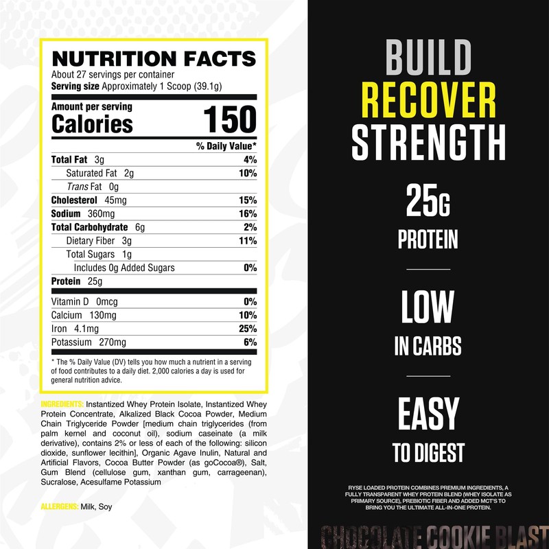 RYSE Loaded Protein Powder - Chocolate Cookie Blast - 25g