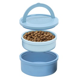 KindTail Dog Travel Bowls - Set of 2 Portable Pet Bowls - Food & Water Dish Set with Lid & Handle - Nesting Containers with Non-Slip Silicone Base - Microwave & Dishwasher Safe - BPA & Toxin-Free