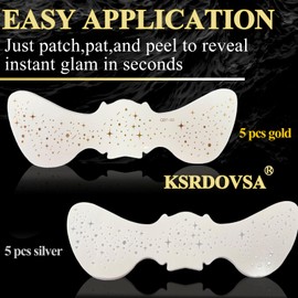 Glitter Freckles,10PCS Glitter Freckles Face Tattoo Temporary, Waterproof Sparkle Freckles Freckle Tattoo, Cute Face Glitter Makeup Patches Stickers (Gold + Silver)