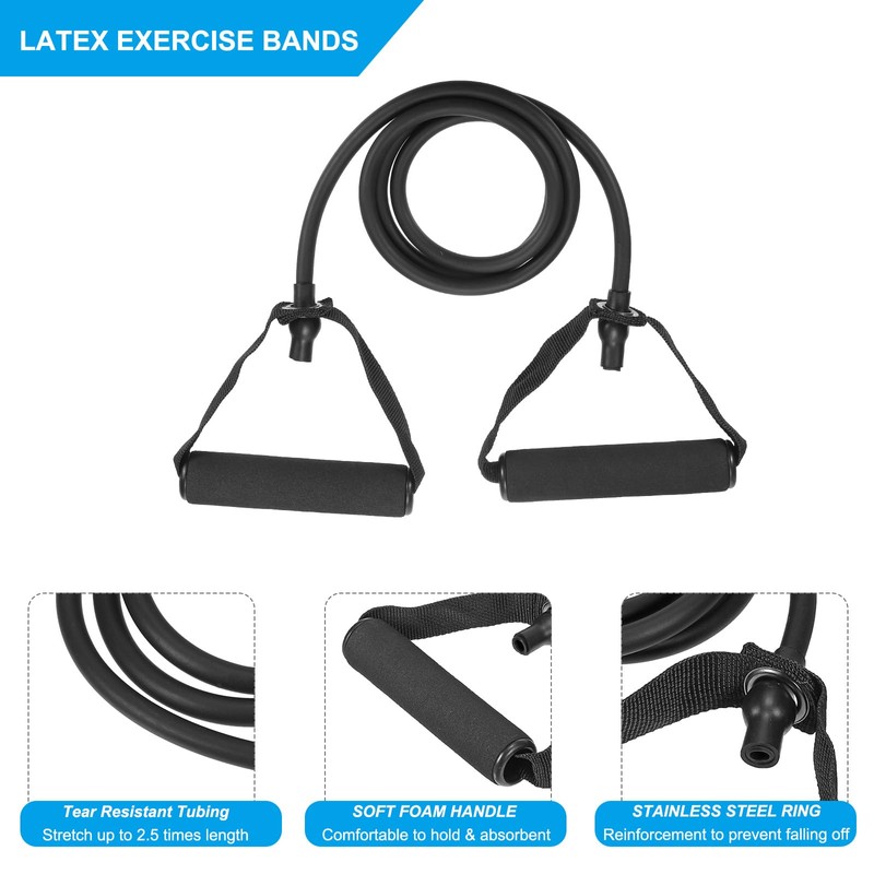 PATIKIL 30Lbs Resistance Bands with Foam Handles Black