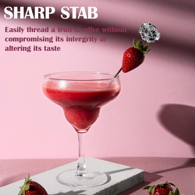 Sipoyen Rose Cocktail Picks for Drinks 4 Inch Stainless Steel