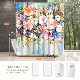 Lalumix Shower Curtain,Shower Curtains,Shower Curtain Set,Bathroom Shower Curtain Sets with 12 Hooks,Floral Shower Curtain,Fabric Funny Cute Modern Waterproof Machine Washable Flower Flowers