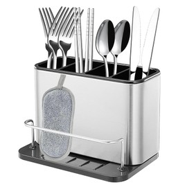 PELLUM Sponge Holder for Kitchen Sink, Stainless Steel Rustproof, Sink Caddy Sponge Holder, Kitchen Countertop Organizers and Storage Essentials, Soap Dispenser Organizer (TH5110)