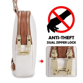 INICAT Anti Theft Crossbody Bags for Women Travel Small Sling Bags Fanny Packs Cross Body Bag Purses for Woman(Brown White)