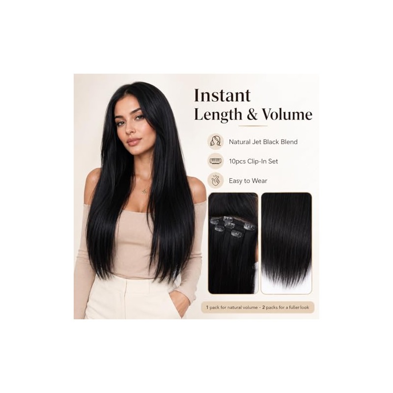 Extensiones de Cabello Humano con Clip 14 Pulgadas Doble Trama