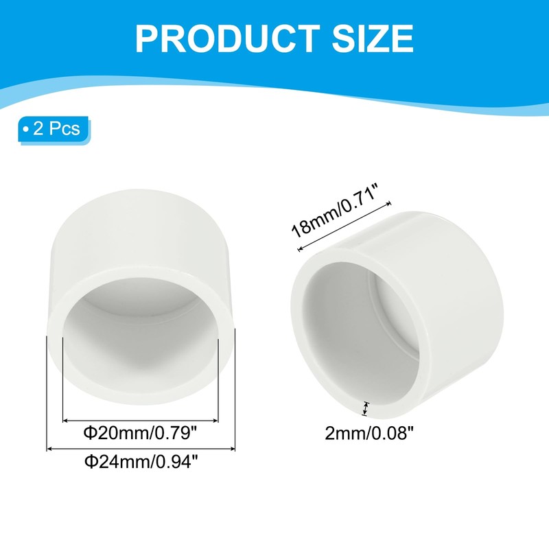 PATIKIL 3/4" PVC Pipe End Cap Fitting, 2 Pack Furniture