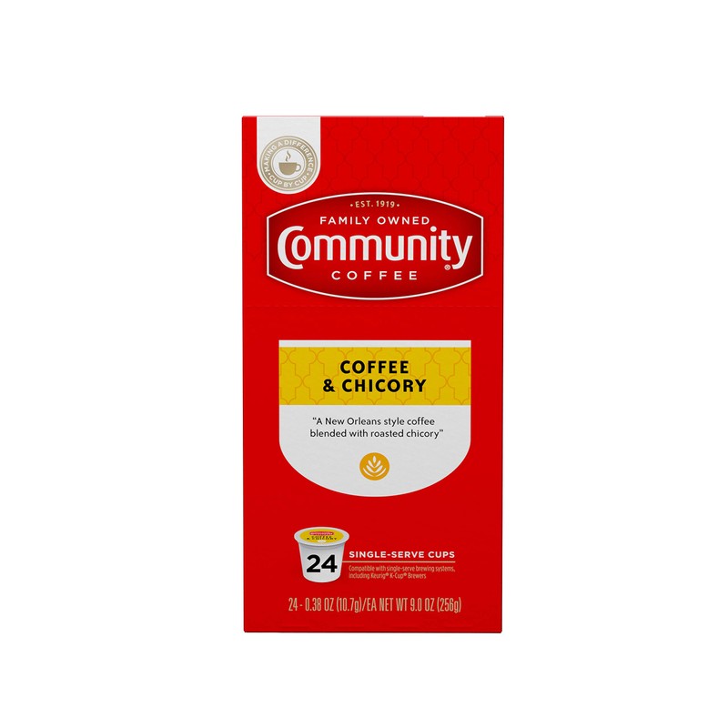 Community Coffee Coffee & Chicory 24 Count Coffee Pods, Medium-Dark