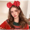 WOVOWOVO Mouse Ears Headbands for Women Red Bow Pearl Mouse